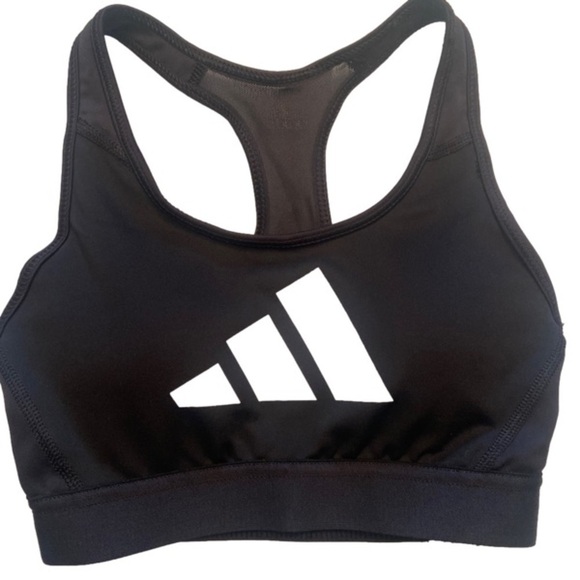 Adidas Black Sports Bra with White Logo XS NWT - Picture 1 of 3